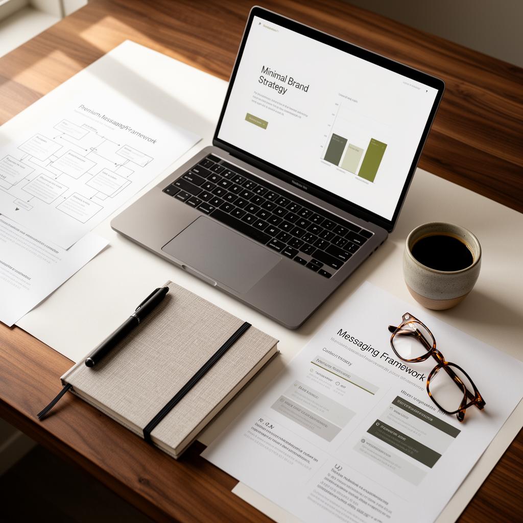 Open notebook with brand strategy notes